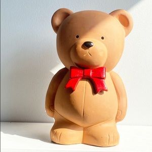 10” Piggy Bank Clay Terra Cotta Teddy Bear